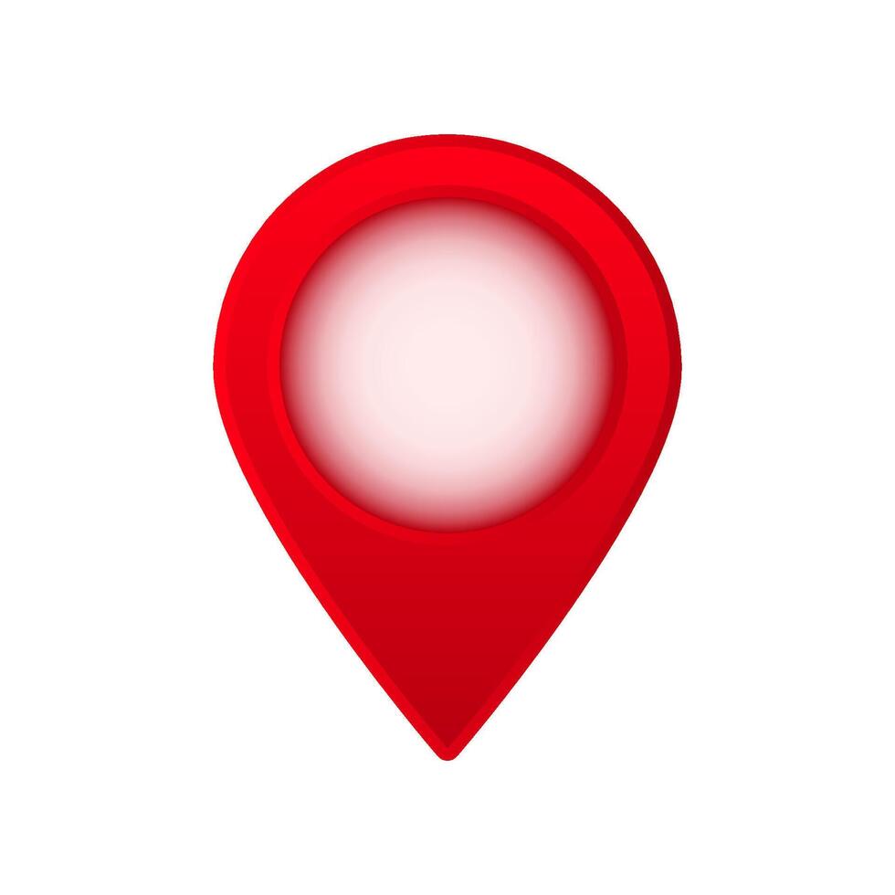 Red location pin with a white center used for mapping and navigation purposes vector