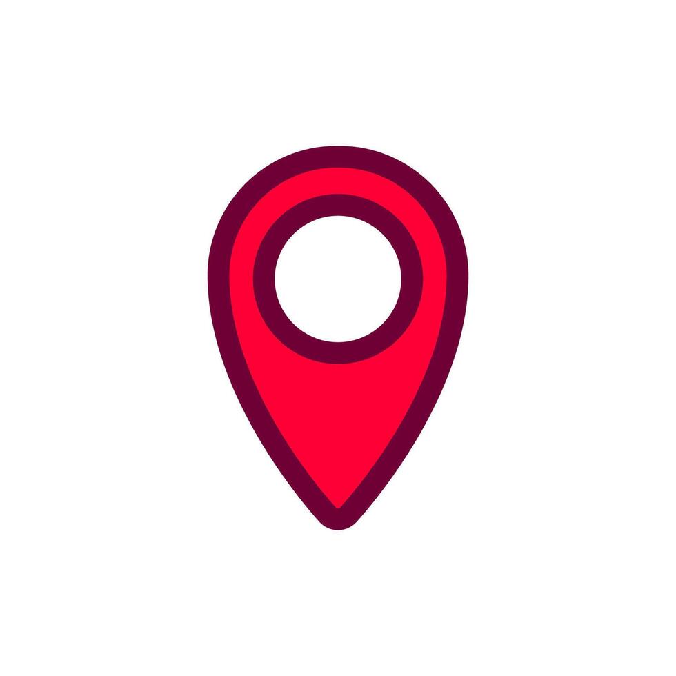 Red and pink location symbol with a pin shape for maps and navigation vector