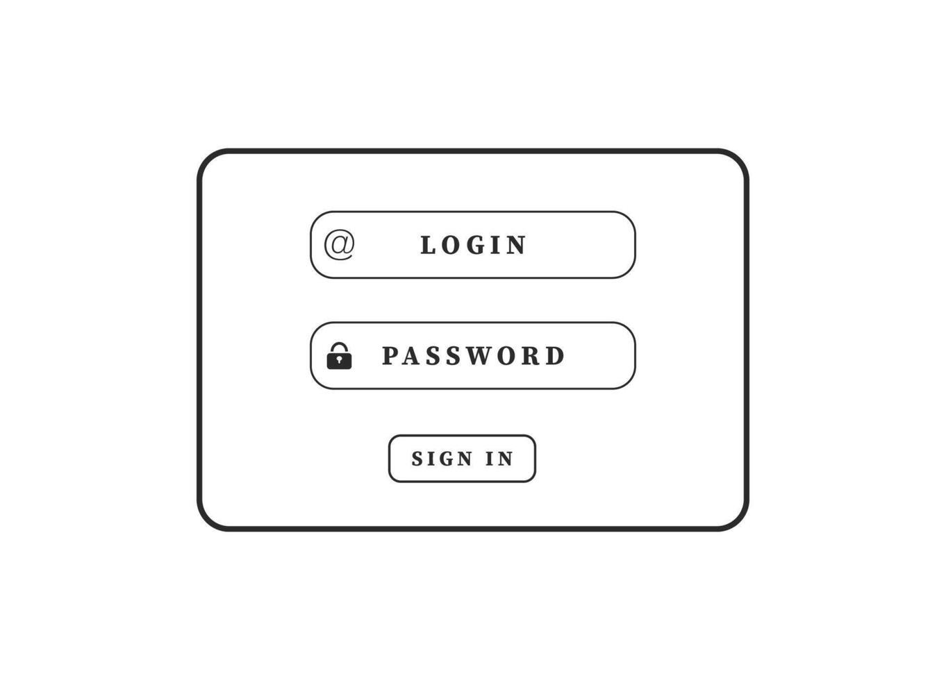 Simple user login page with username and password input fields for secure access vector
