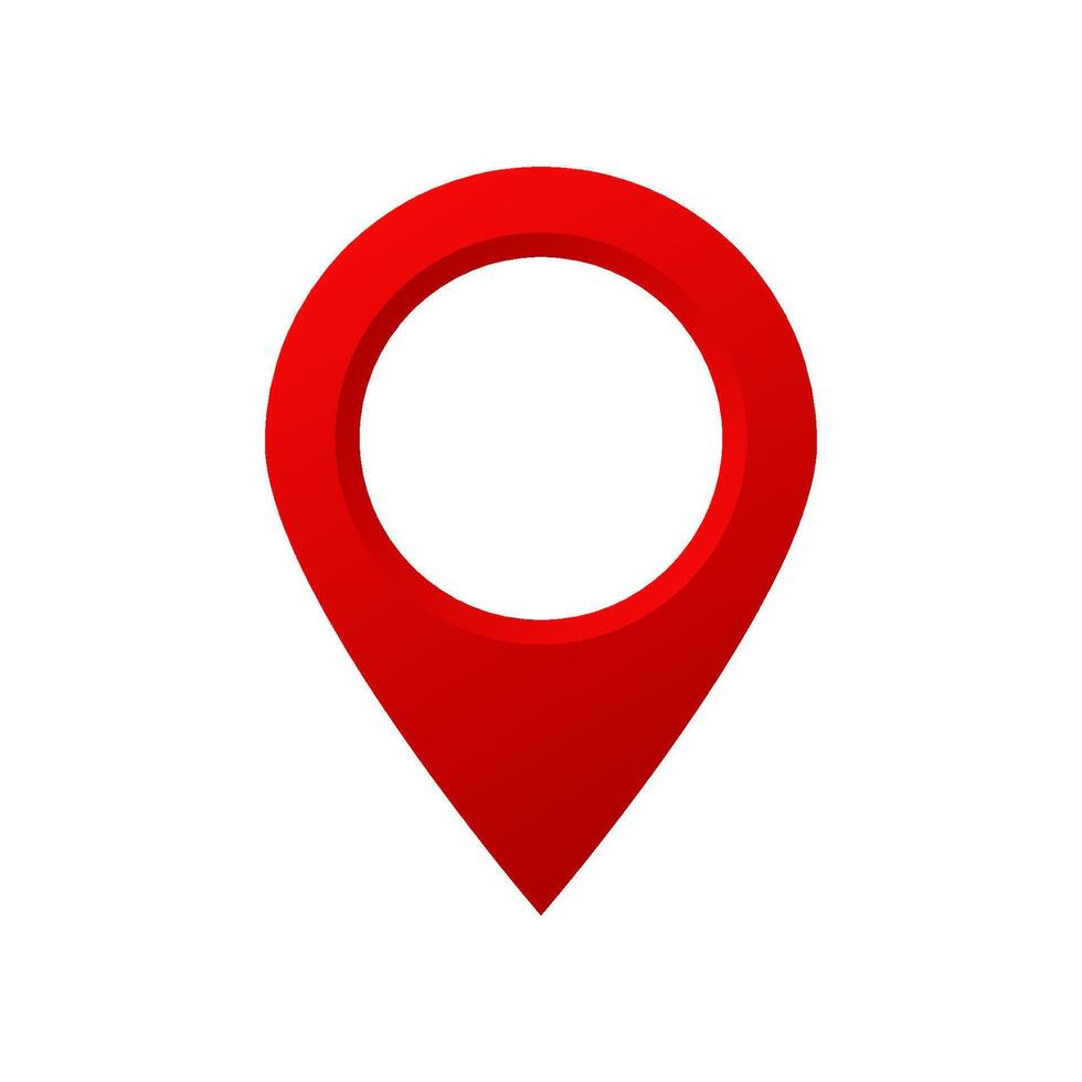 Bright red location pin with simple design in a minimal style for various applications vector