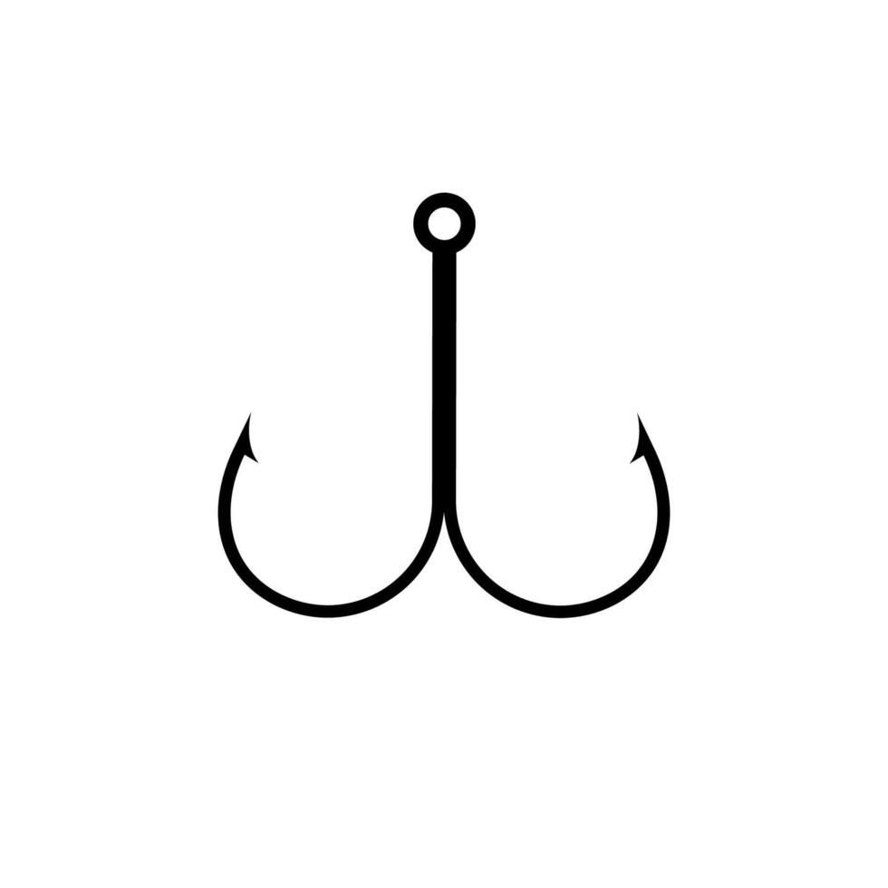 Double fishing hook with sharp metallic barbs for efficient bait attachment and secure catch vector
