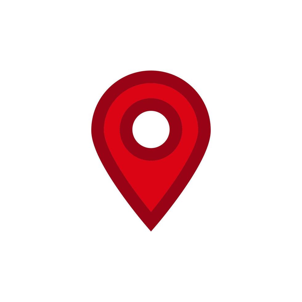 Red location pin icon with a circular design and simple geometric shape for maps and navigation vector