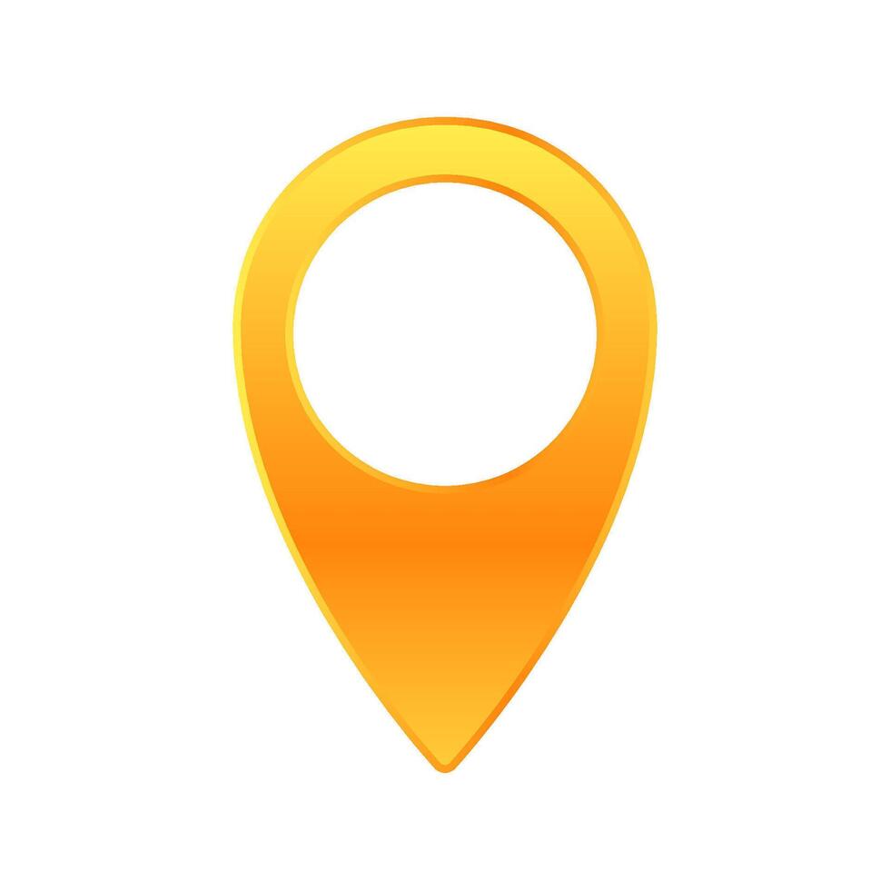 Bright yellow location marker icon with transparent center and smooth rounded edges vector