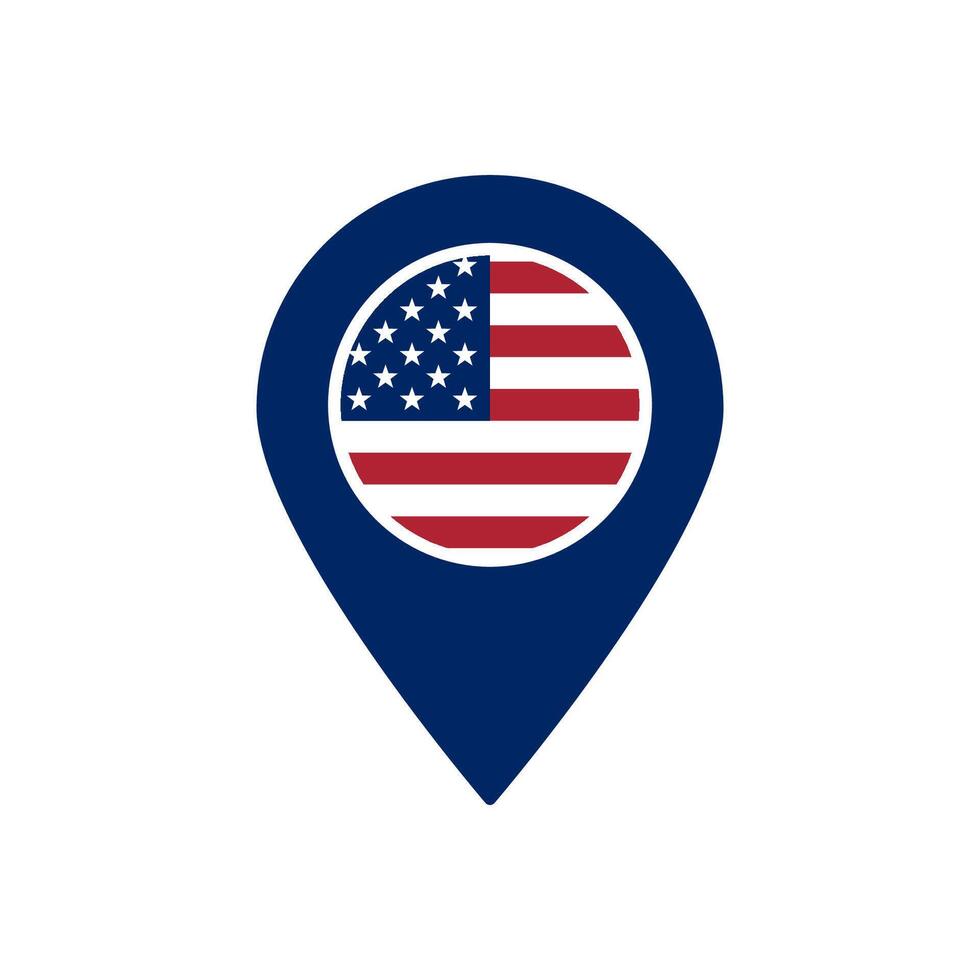Map pointer icon featuring the american flag in a pin shape design vector