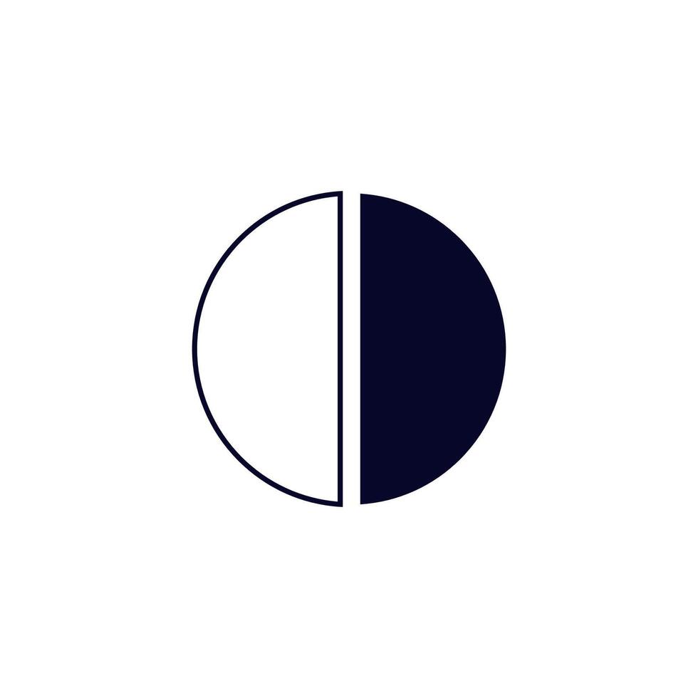 A black and white circle, halved, on a white background vector