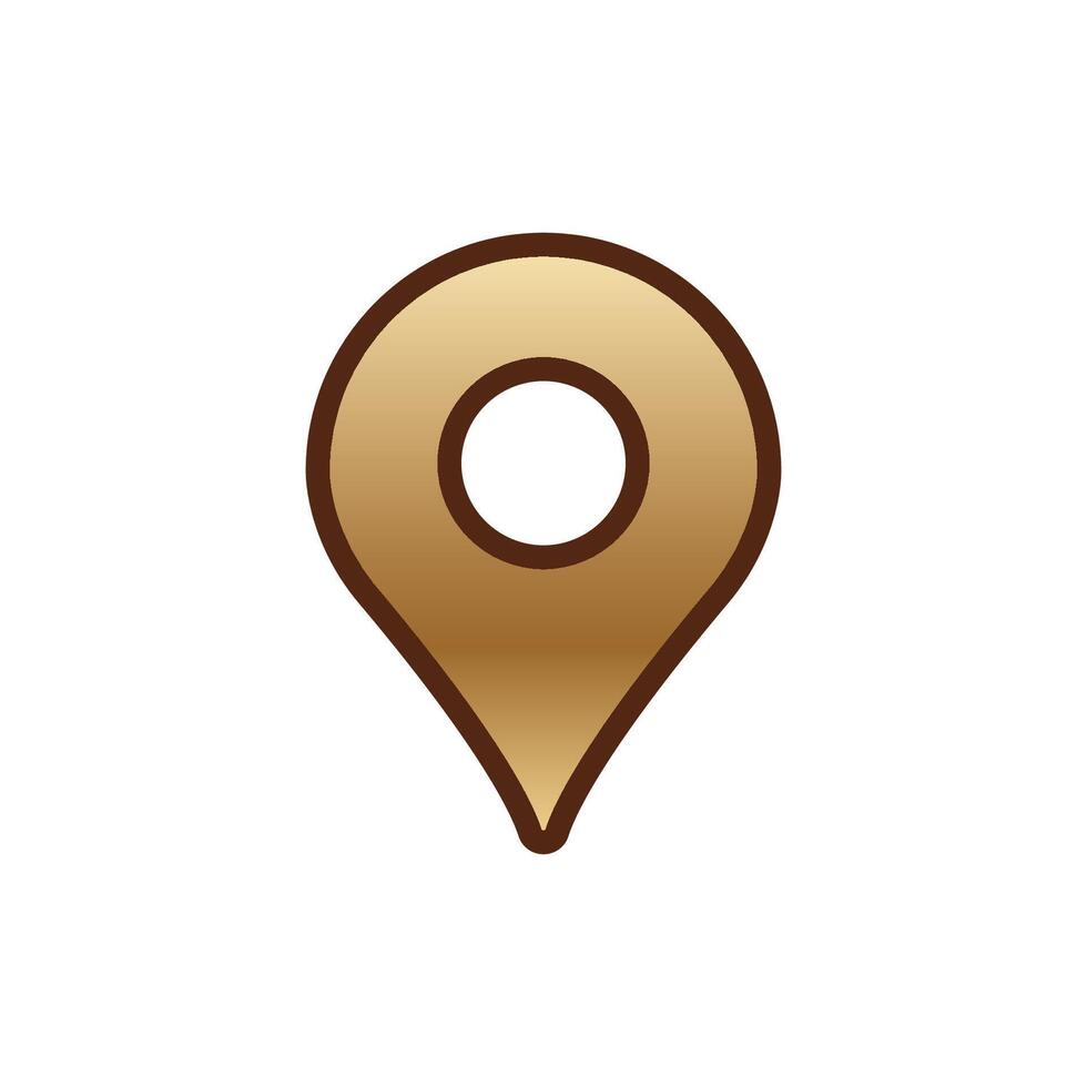 Brown location pin icon with a gradient effect for maps and navigation applications vector