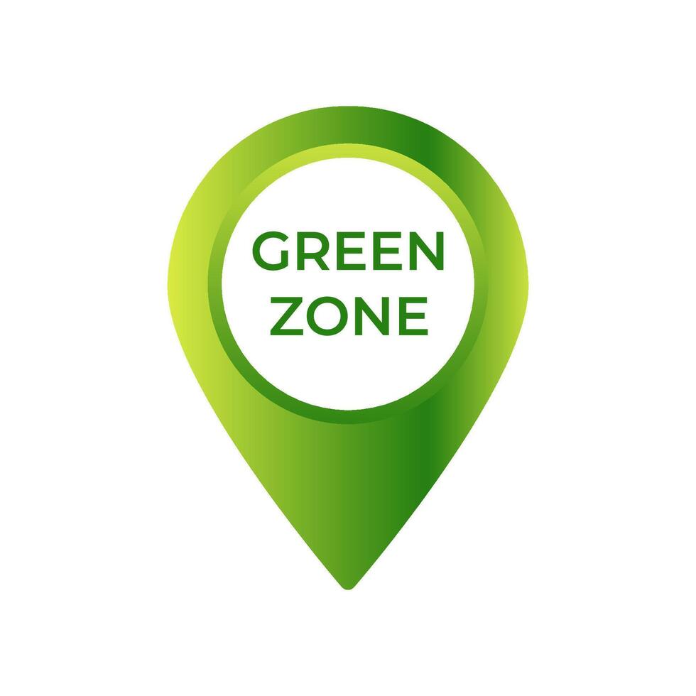 Green zone location icon with bright shades and circular label design vector