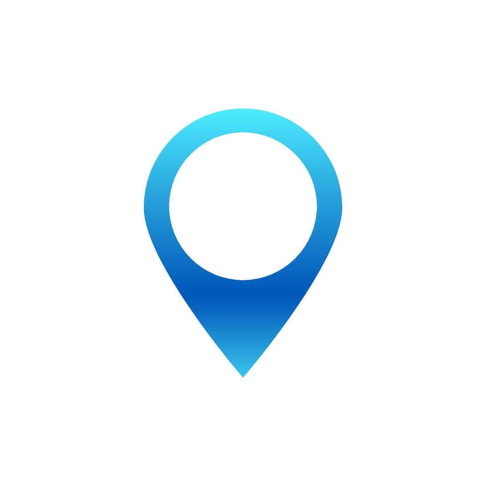 Blue and white map pin icon for location and navigation vector