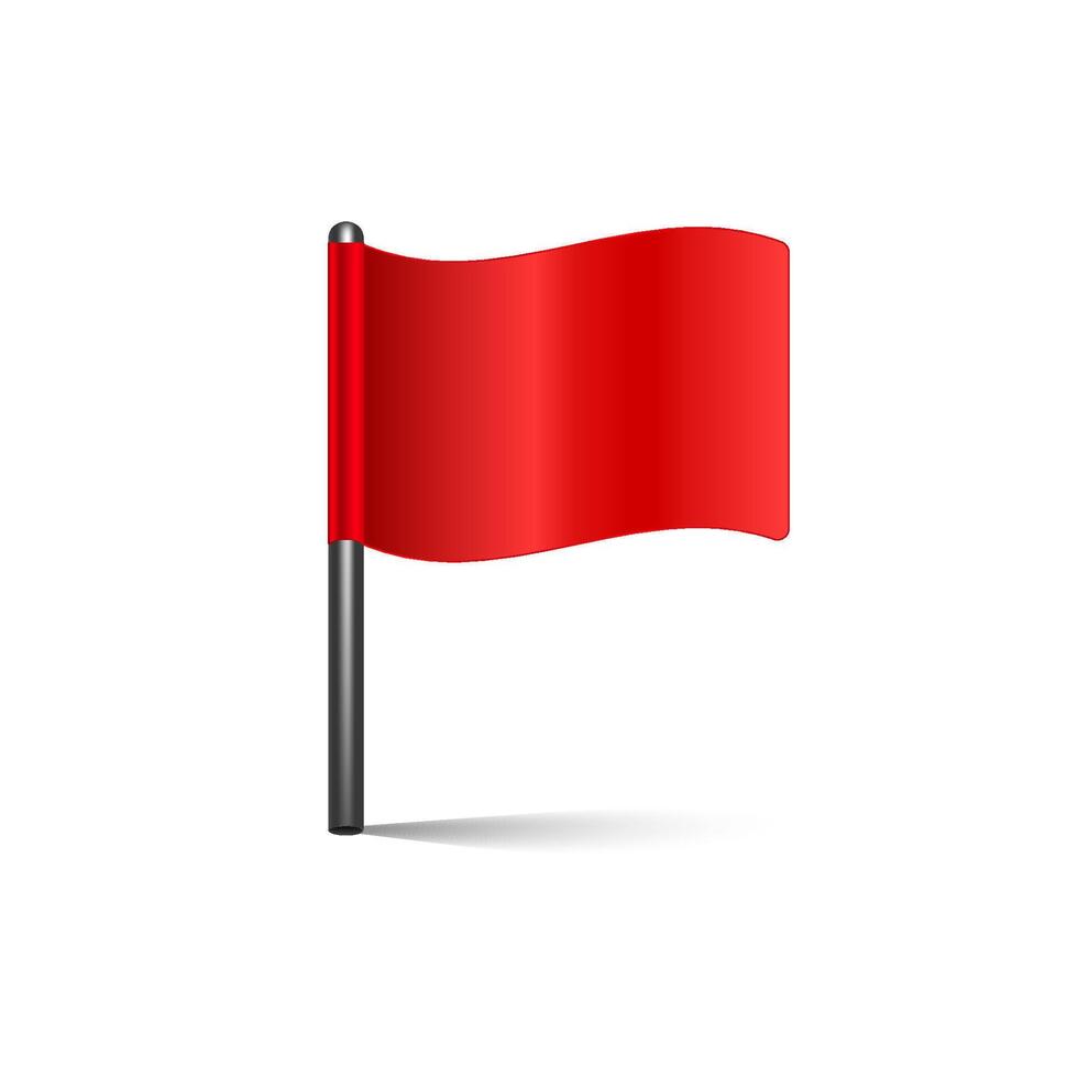 Bright red flag on pole waving elegantly in the breeze vector