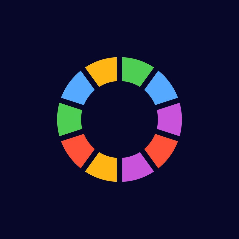 Multicolor wheel design with six segments in a circular shape showing vivid colorful sections vector