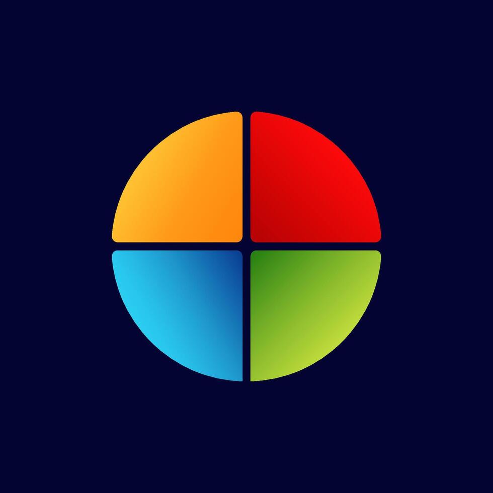 A colorful circle with four squares on a dark blue background vector
