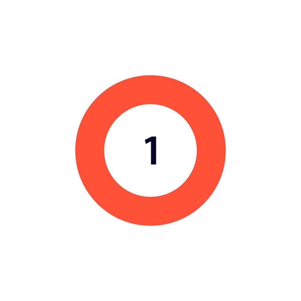 Red circle with number one at its center vector