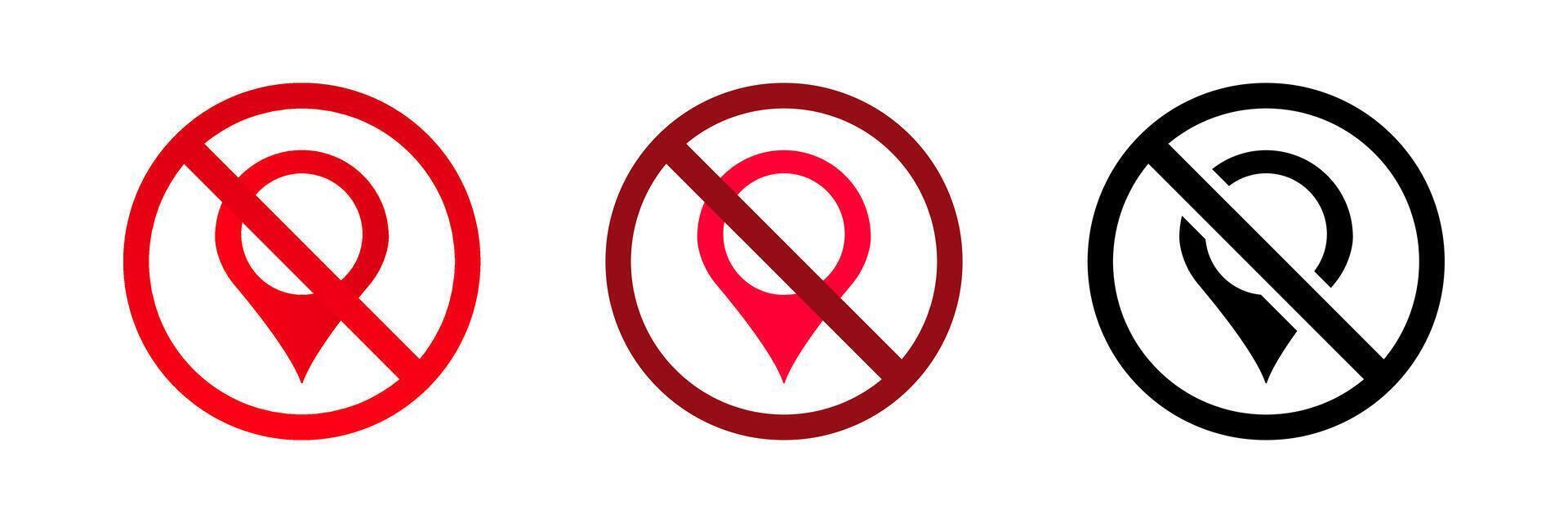No map pin icon set with red, dark red, and black location symbols isolated on white vector