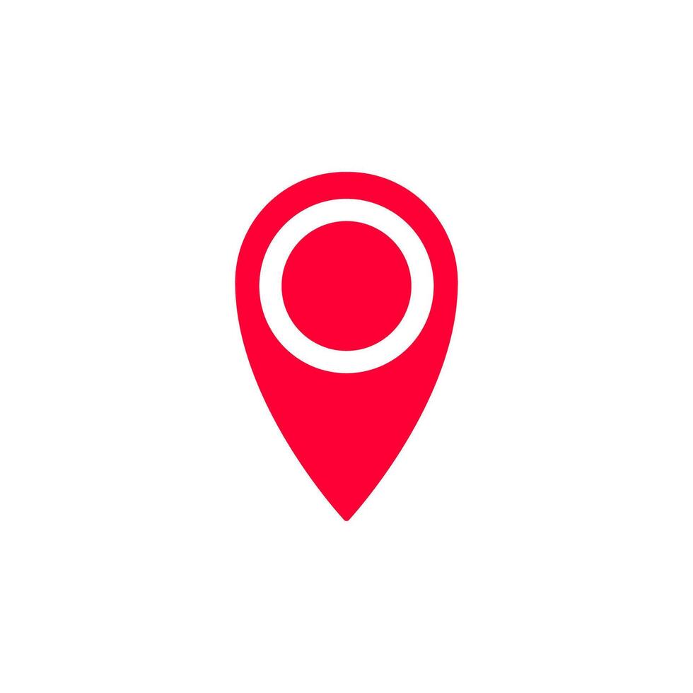 Simple red map pin icon for location and navigation design vector