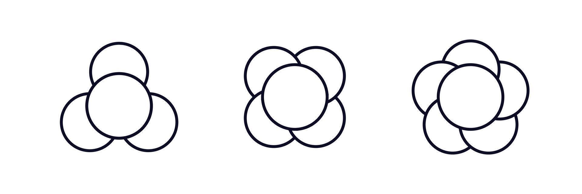 Three overlapping circle patterns showing growth and expansion progression vector