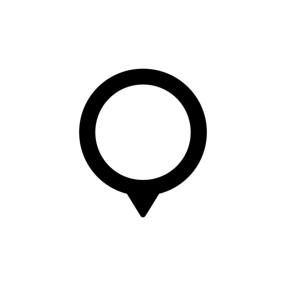 Simple black location pin icon with circular head and pointed tail for map applications vector