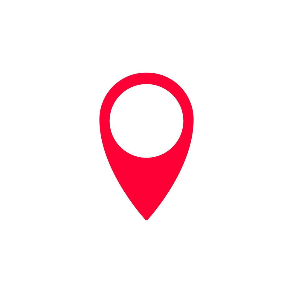 Bright red map pin location icon for navigation and geographic applications vector