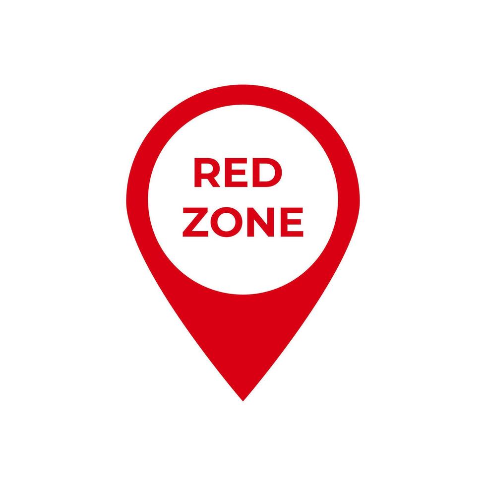 Red zone geolocation marker. pin with bold white text inside circular white border vector