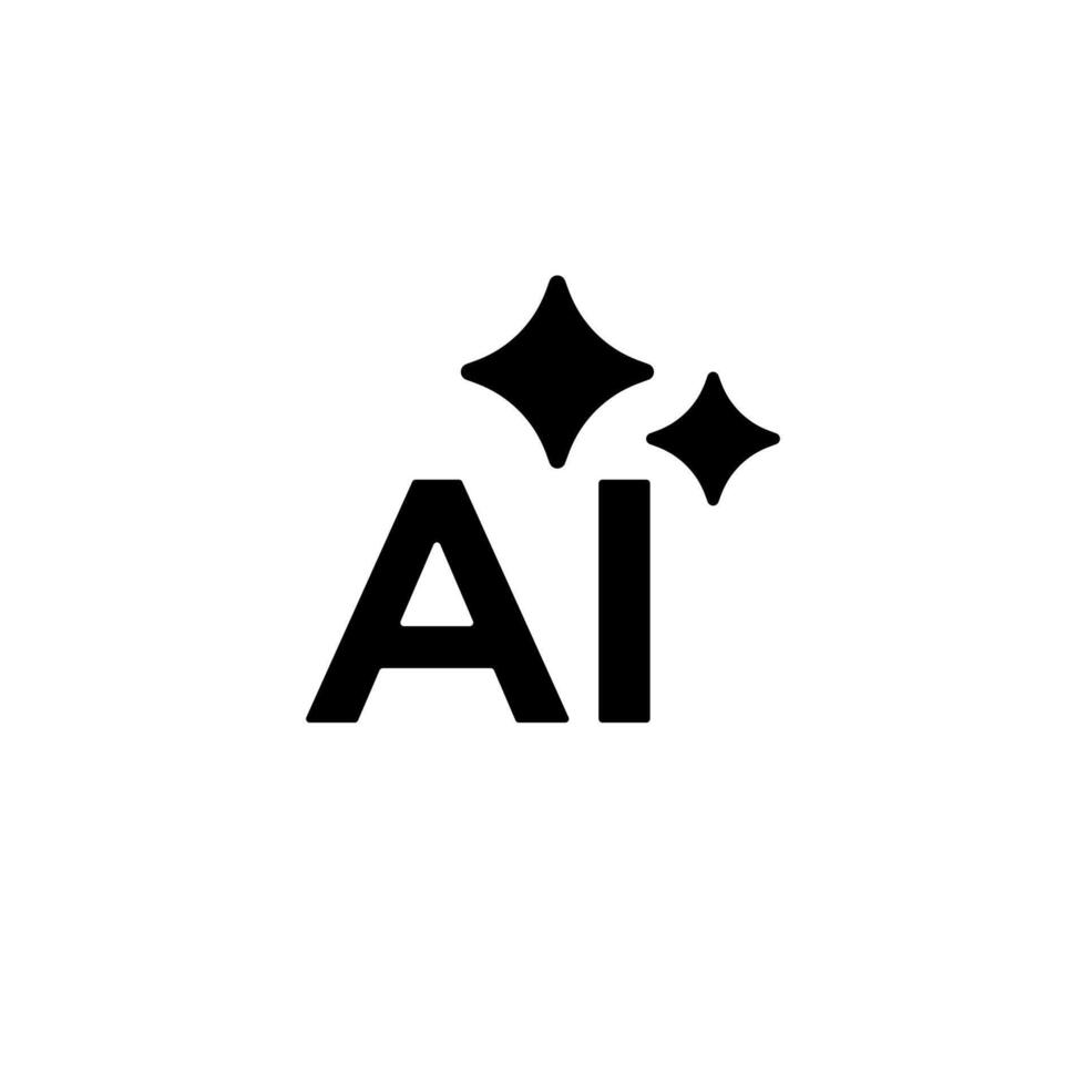 Ai design icon with stylized lettering and sparkles above displaying creativity vector