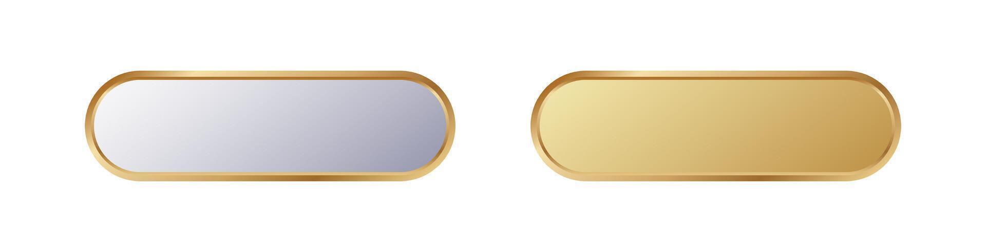 Elegant rectangular mirrors and plates with golden metallic frames for home decoration vector