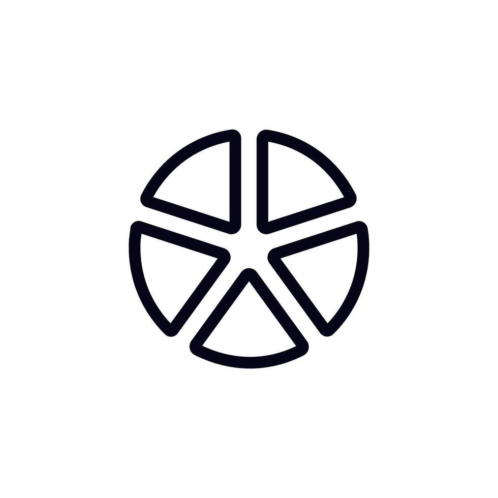 Five-segment circle icon with clean simple design and black outlined sections vector