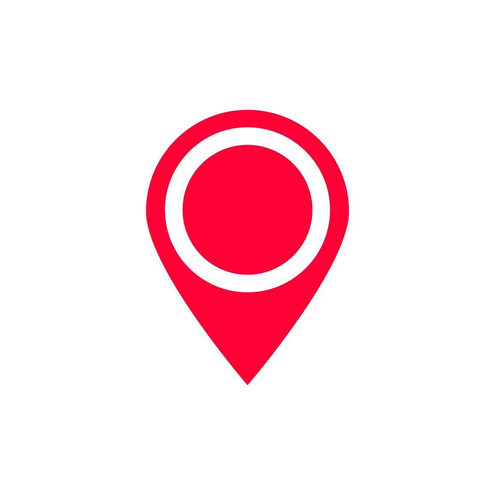 Red location pin icon symbolizing gps navigation and map directions for modern digital applications vector