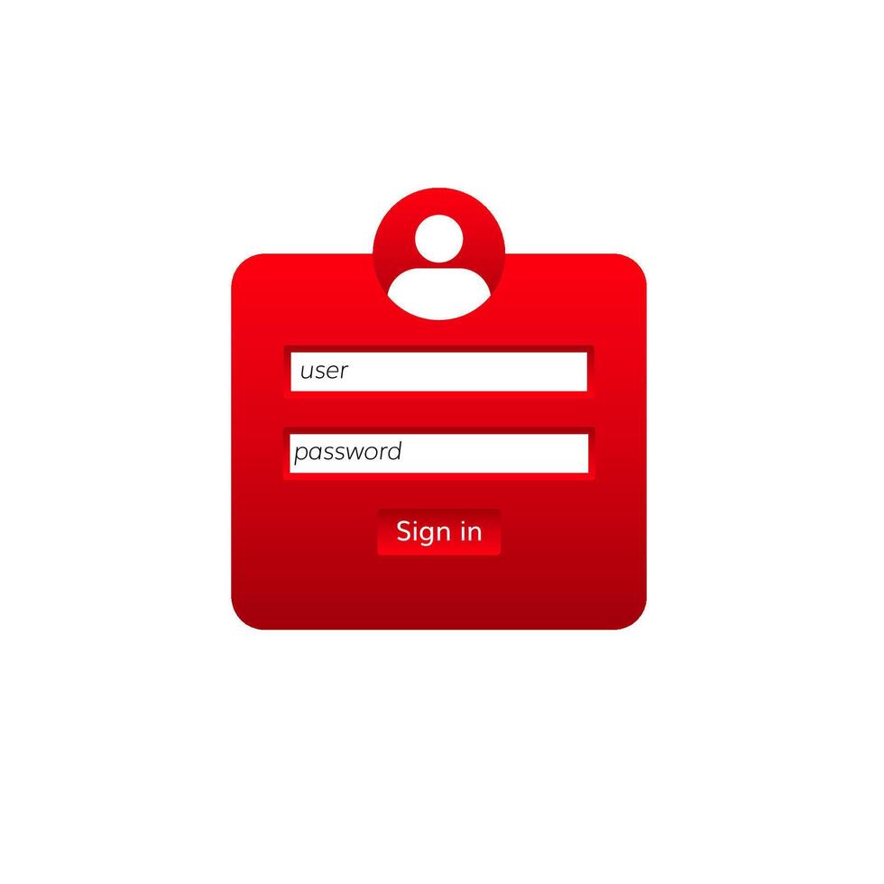 Red login form with user icon and interactive sign-in button in bold design vector