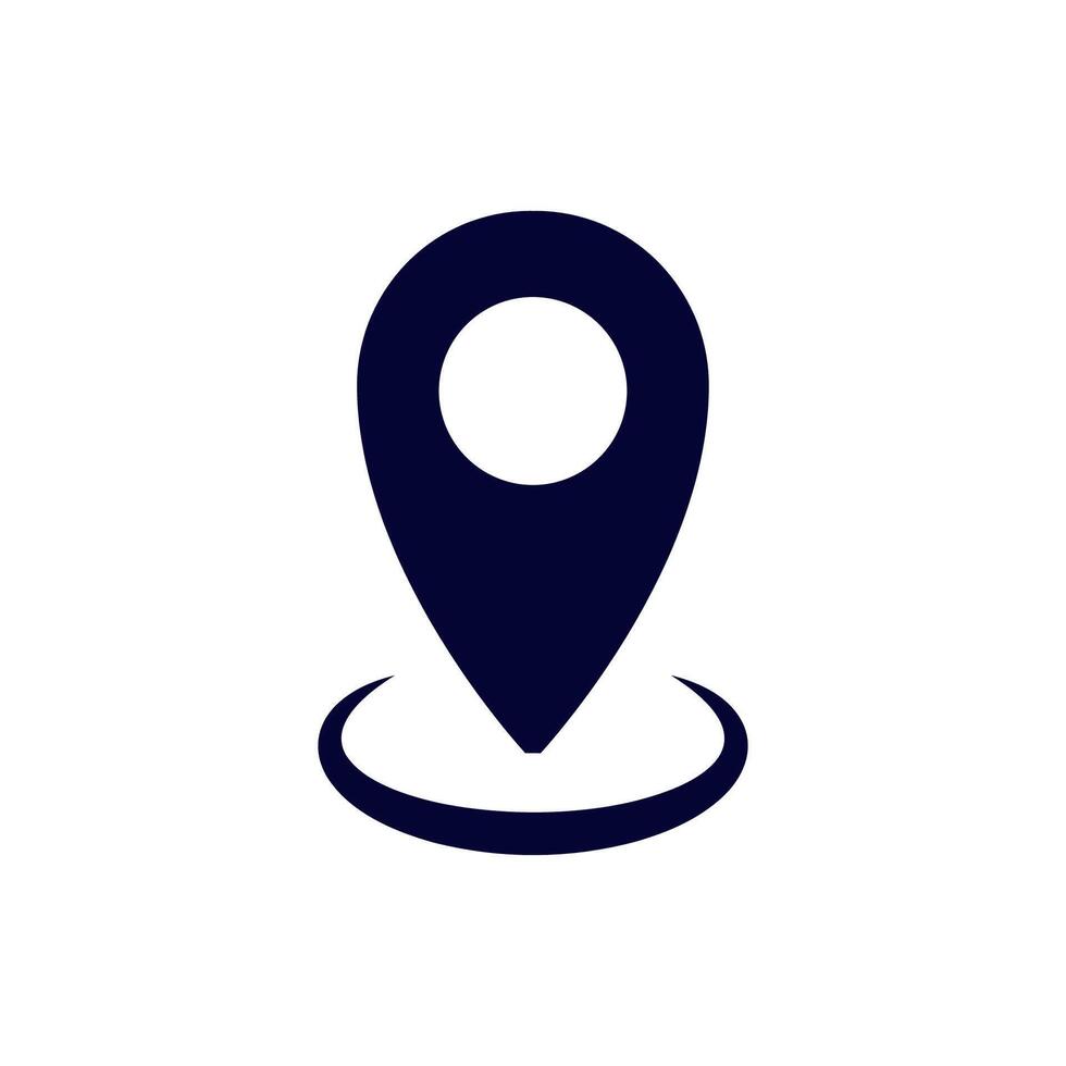 Simple black pin icon on white displaying a location symbol for maps and navigation vector