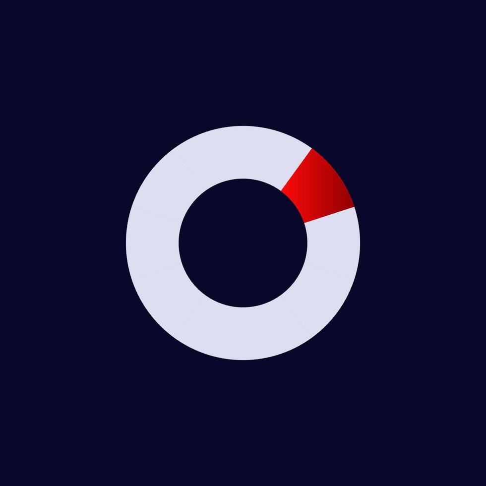 Simple circular pie chart icon with a bold red segment vector
