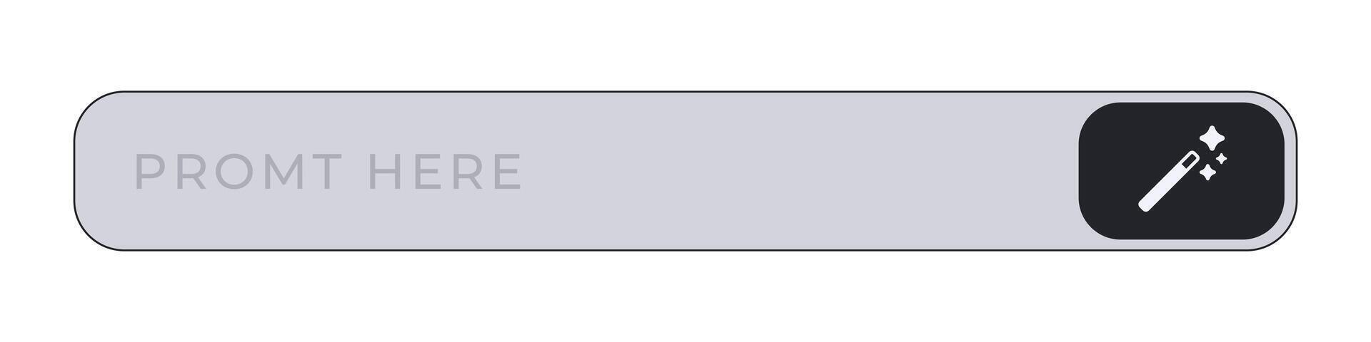 Typo in prompt text displayed on a gray search bar with magic wand icon on the right vector