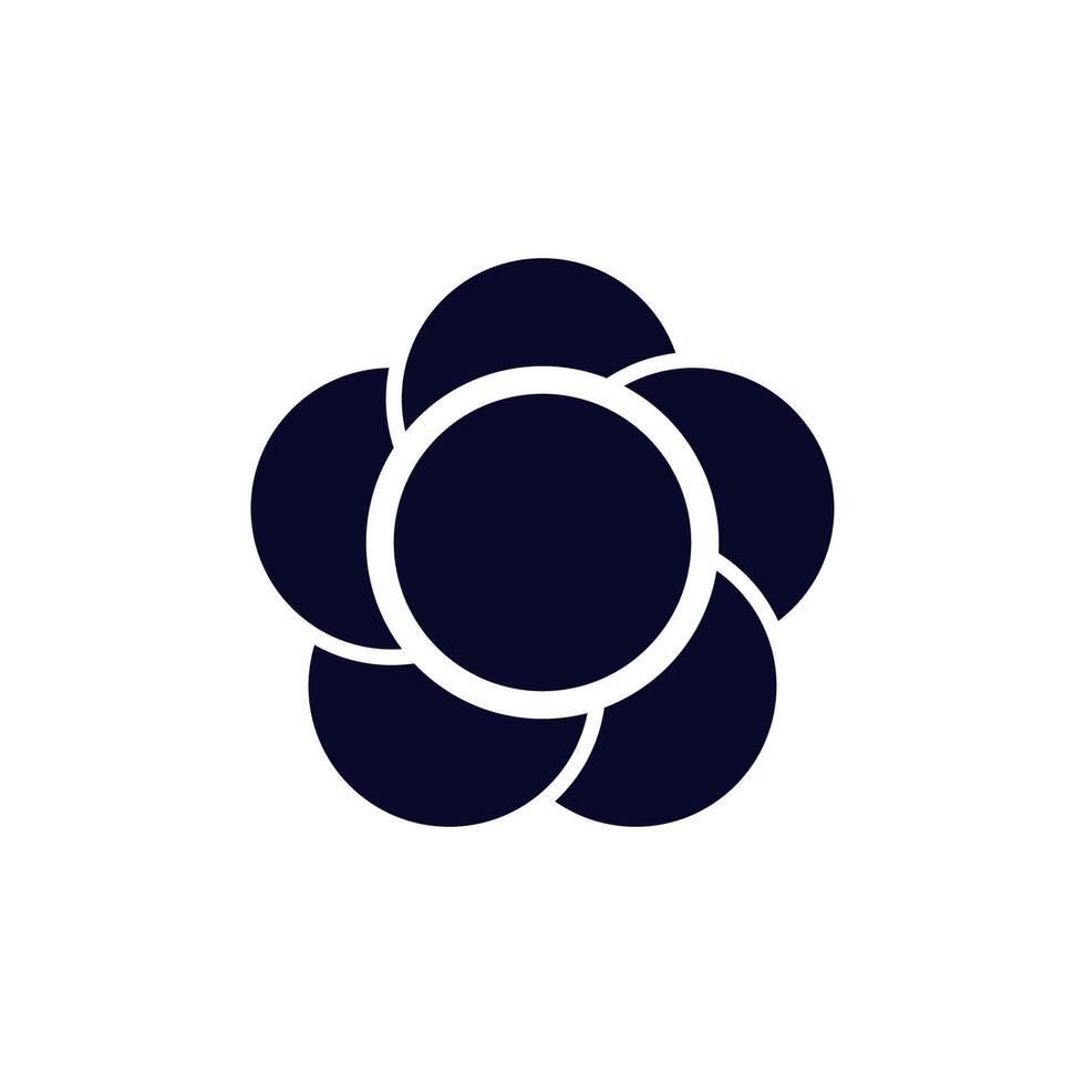 Elegant circular logo with five connected petals in minimalistic dark and light design vector