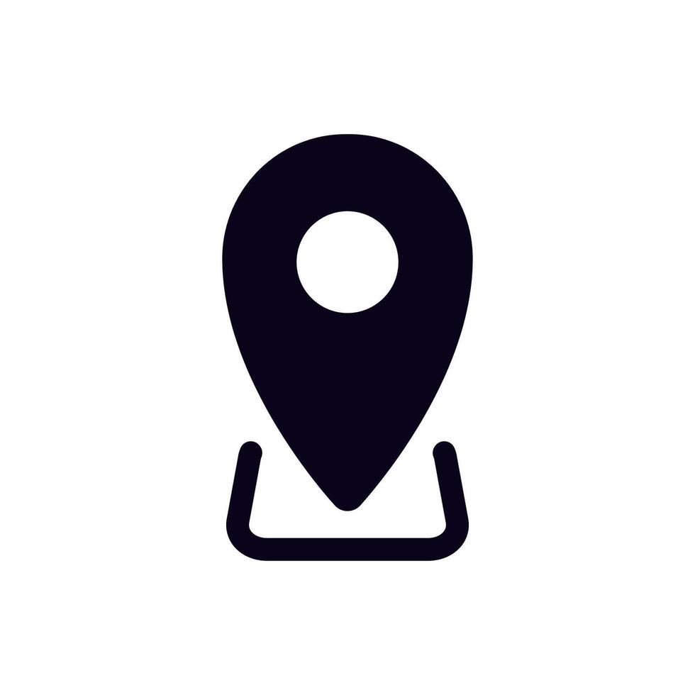 Simple black map pin icon with circular center in minimalist design style vector