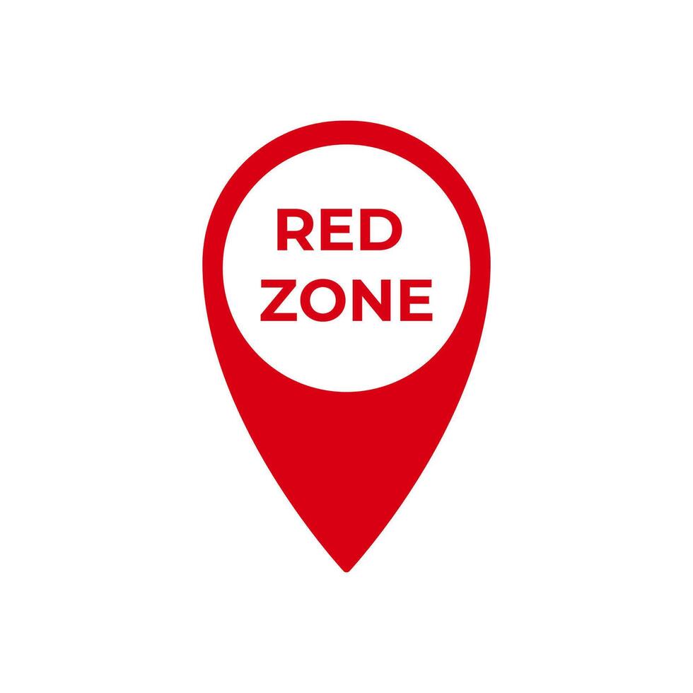 Red zone map marker icon design with circular shape and bold text in bright red color scheme vector