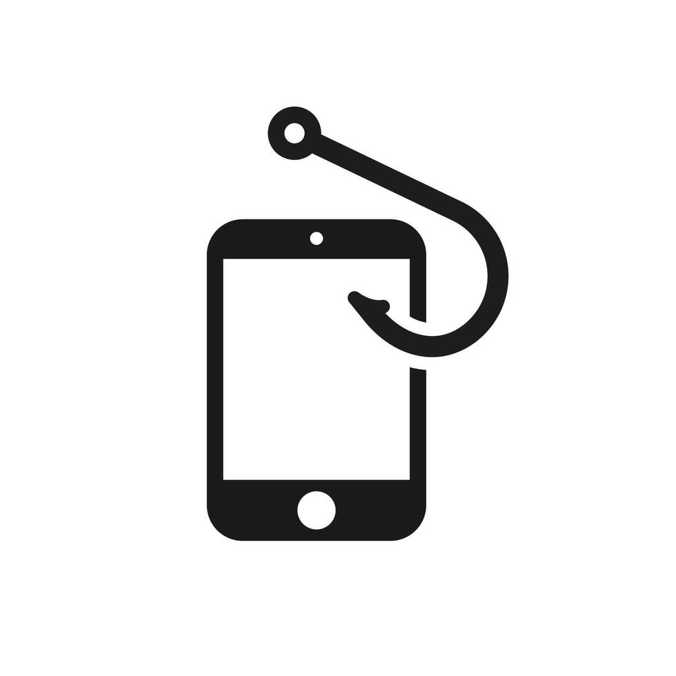 Phone with hook indicating security alert and online safety threat concept vector