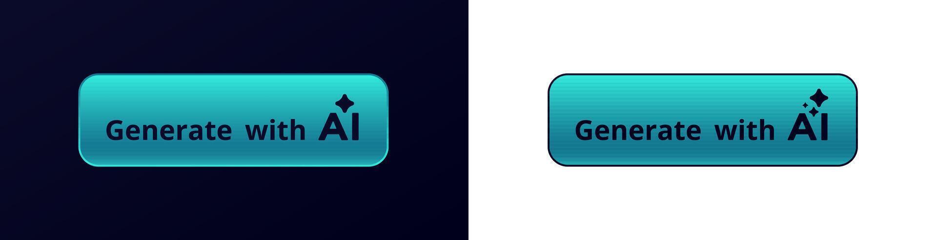 Shiny blue button design with generate with ai text in black vector