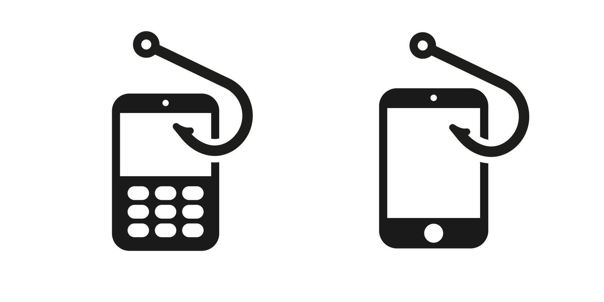 Phishing symbols on phone and smartphone highlighting digital security threats vector