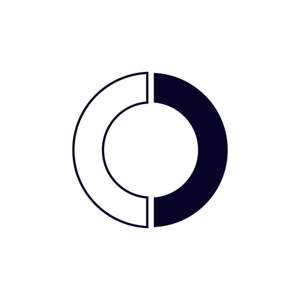 Abstract yin and yang circle symbol in blue and white design elements and geometric shape vector