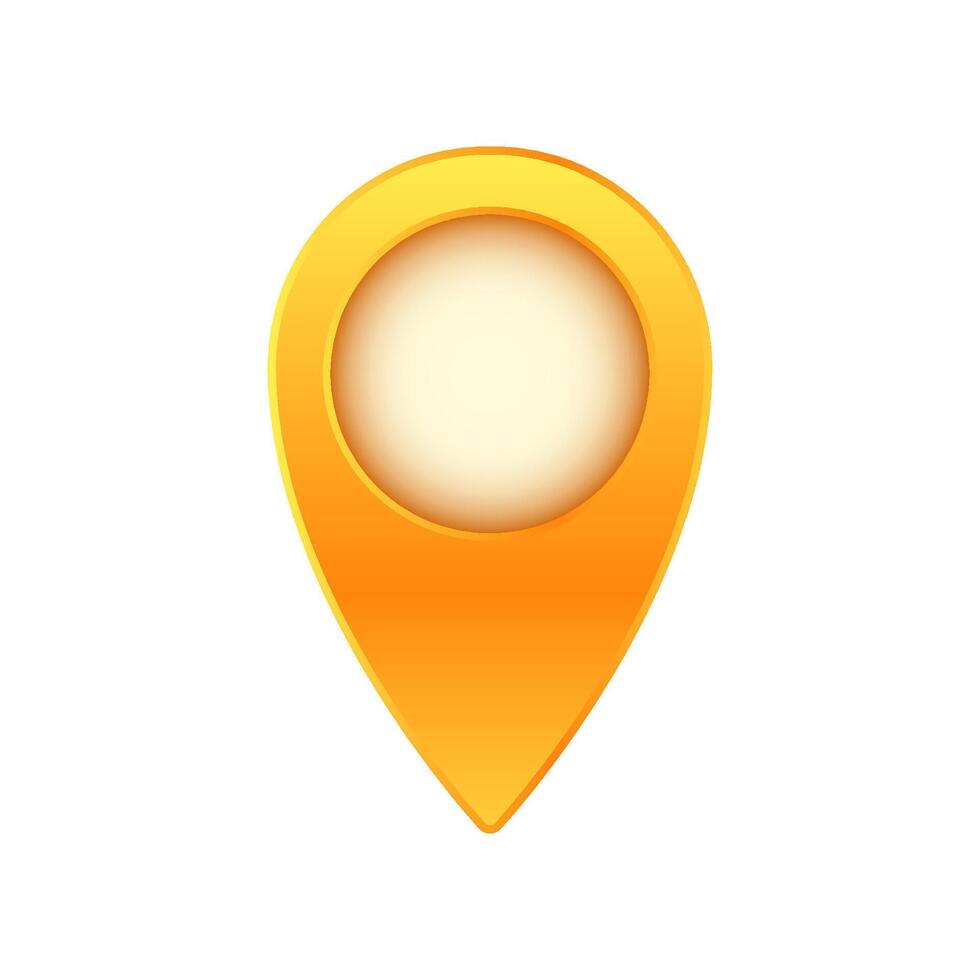 Yellow location pin symbol with circular center for map and navigation use vector