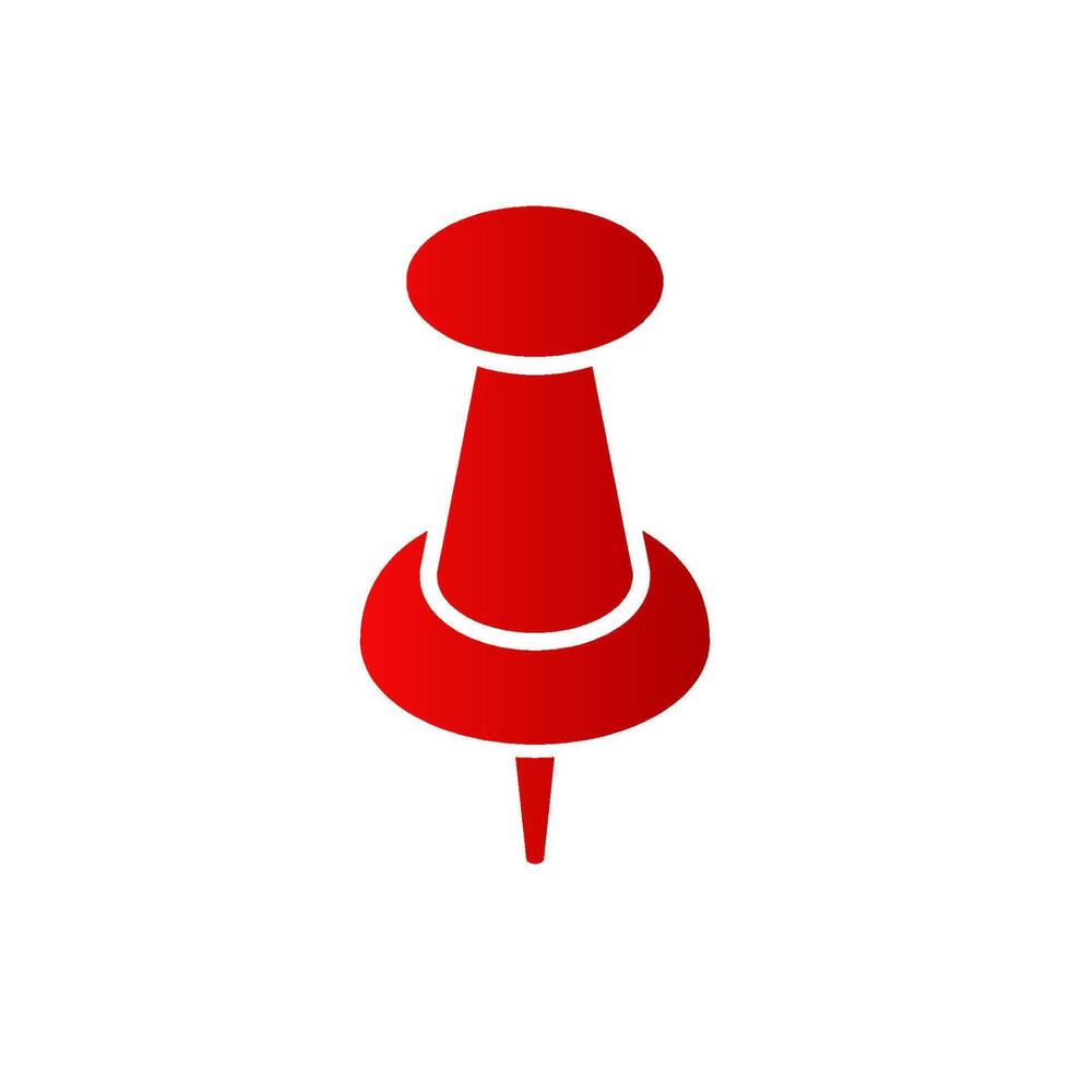Bright red pushpin with metallic point focused on center of composition vector