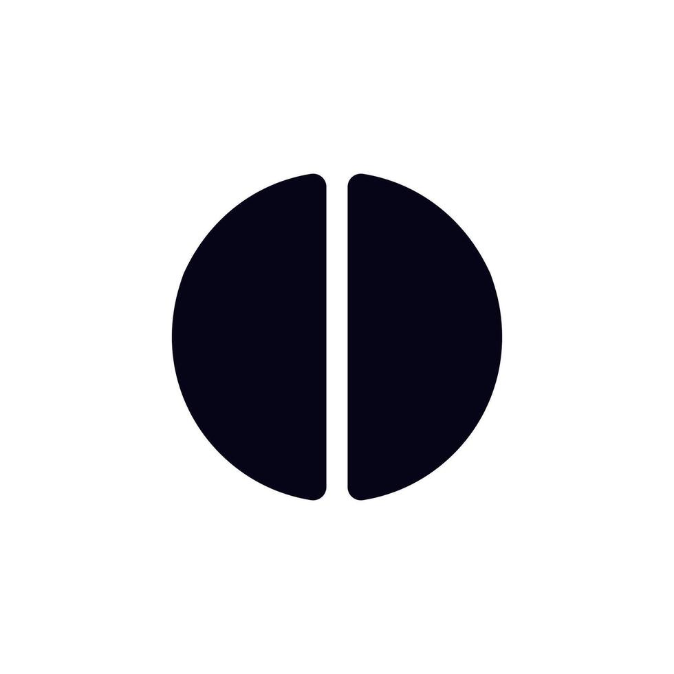 Minimal black circle divided in half to create a bold simple and artistic geometric design vector