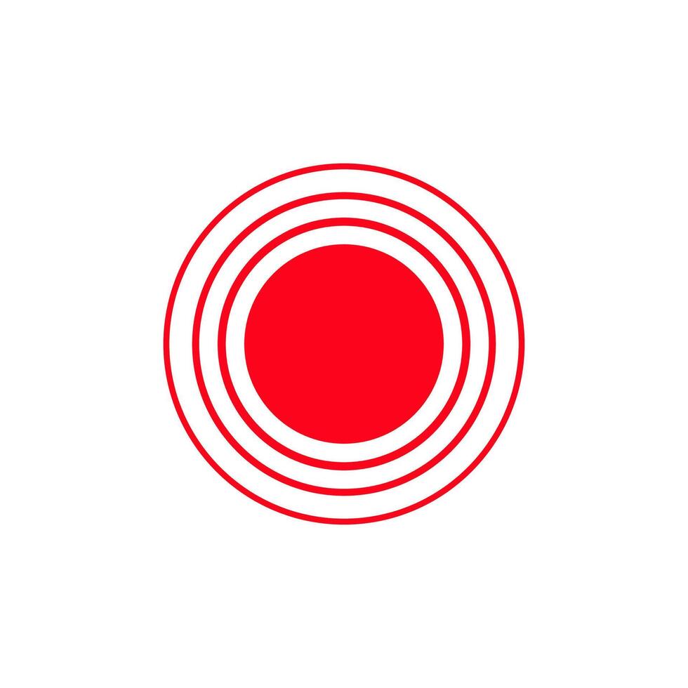 Concentric red circles forming a bold geometric pattern with central circle vector
