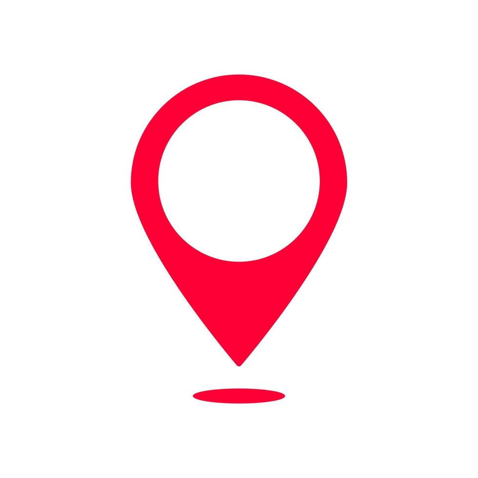 Red pinpoint map marker symbolizing location on digital interfaces and print media vector