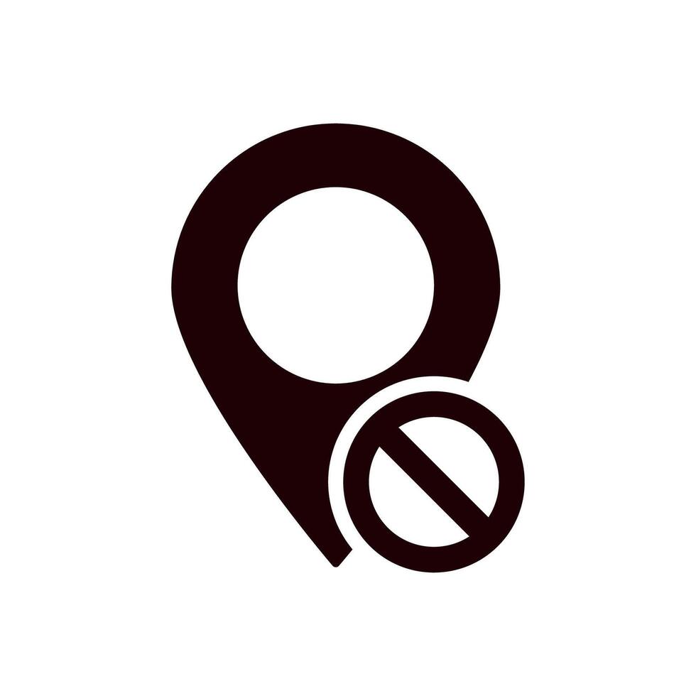 Simple black location pin icon design with circular hole in the center for maps and navigation vector