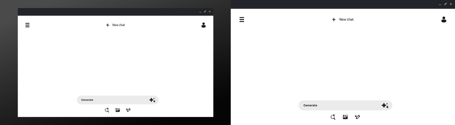 Chat interface comparison highlighting design and layout differences in two windows vector