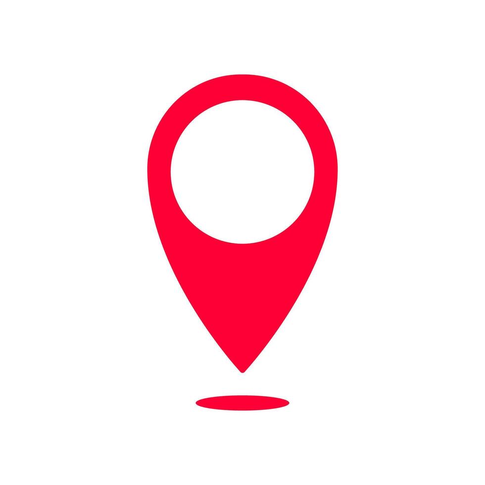 Red map pin icon symbolizing location and navigation for geographic or map applications vector