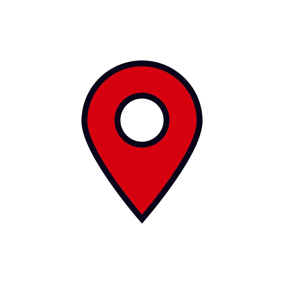 Red map pin icon for location and navigation in digital applications and services vector