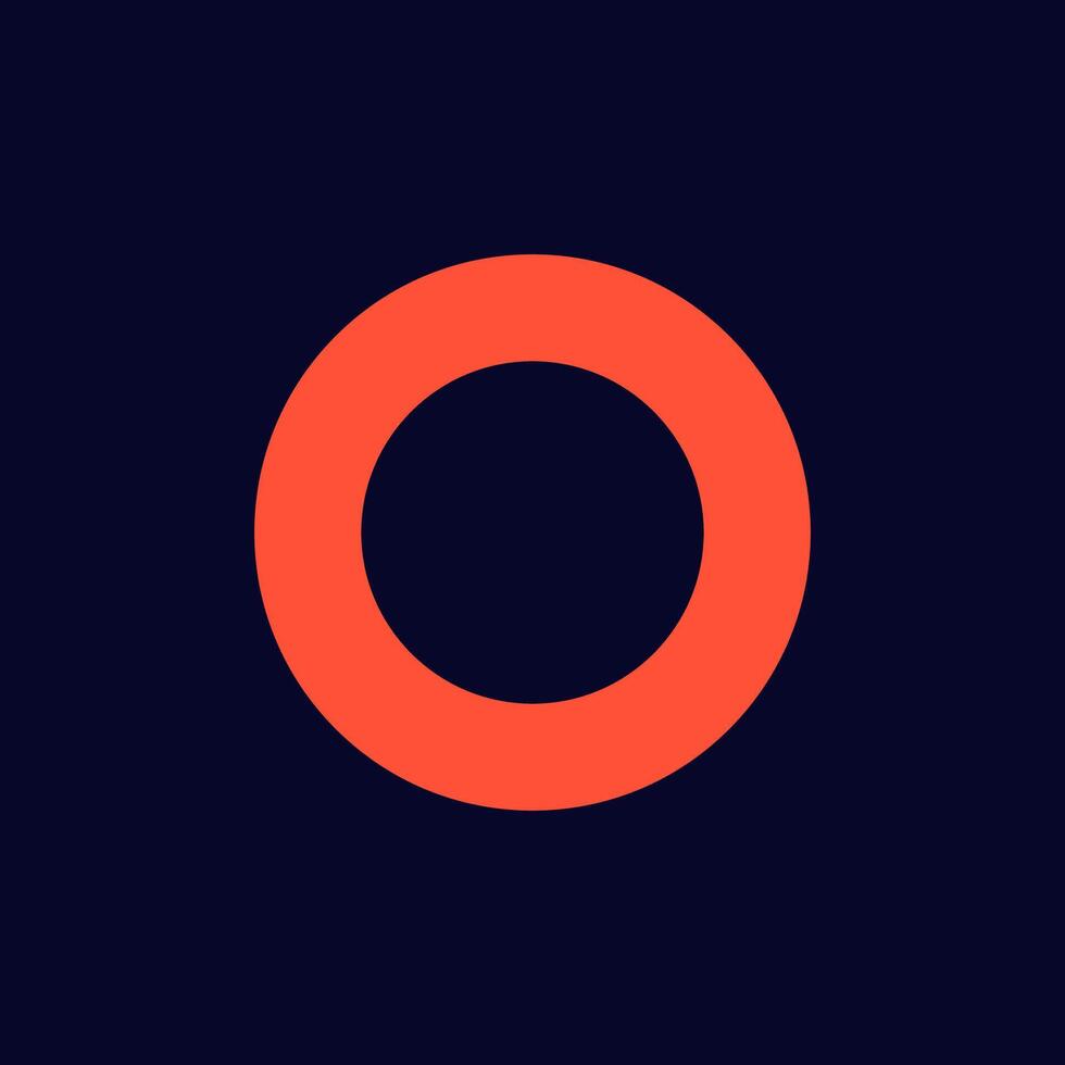 Red circle on dark blue square with bold modern design elements in minimalist style vector