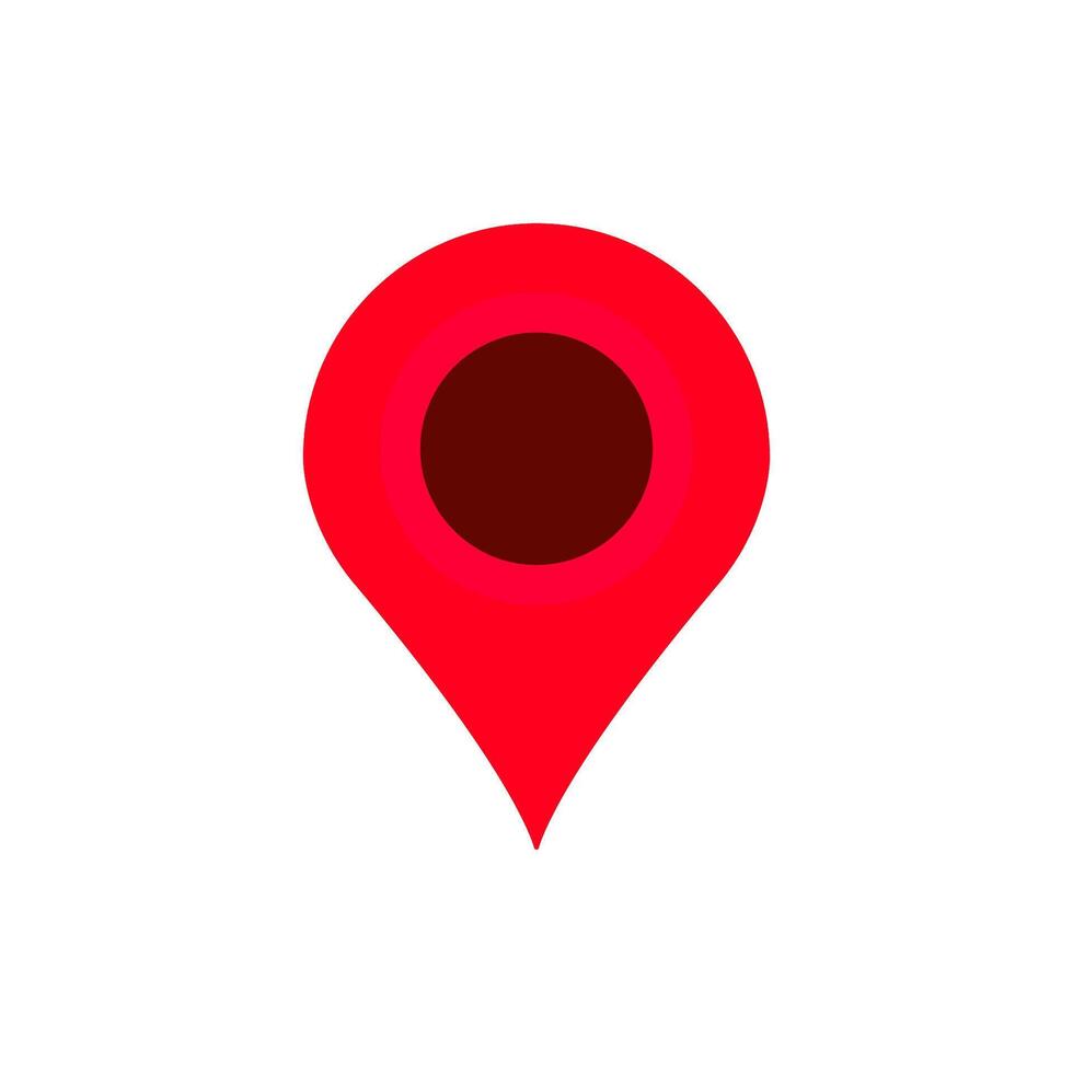 Red map pin symbol with dark center highlighting location or destination point vector