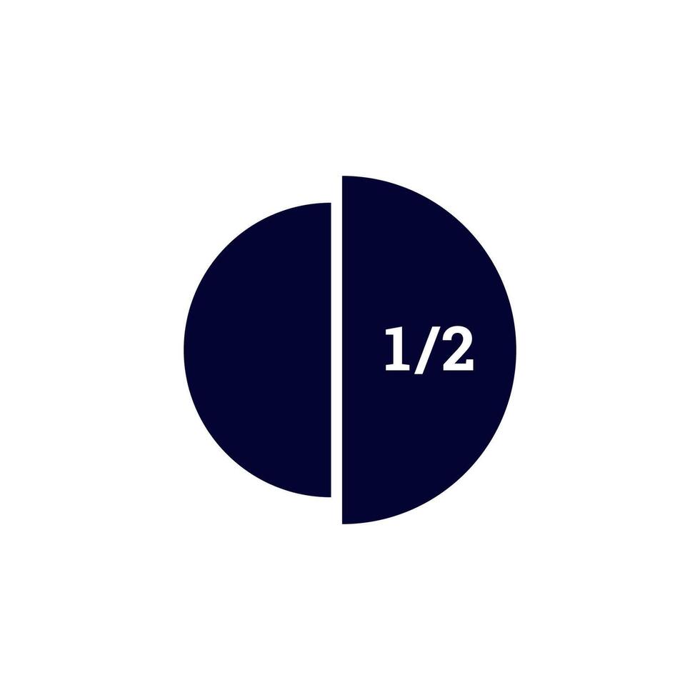 Half blue circle with white 1 2 text creating a bold geometric design vector