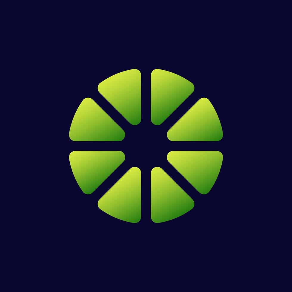 Green lime logo shaped like a sliced circular fruit vector